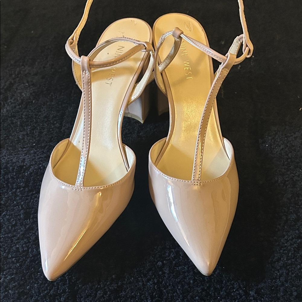 Nine West Beige Patent Leather Heels